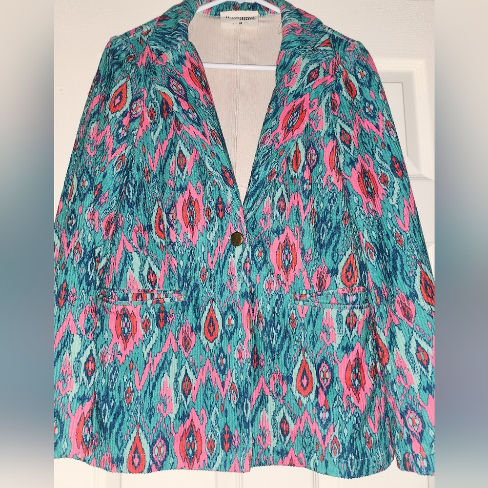 Savanna Jane Teal and Pink Patterned Blazer